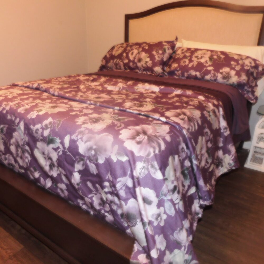 Company Store King/Cal King Duvet Cover with 2 King Shams Purple Floral